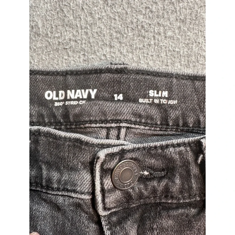 Old‎ Navy Slim Fit Jeans Boys 14 Gray Wash Denim 360 Stretch Built-In Tough